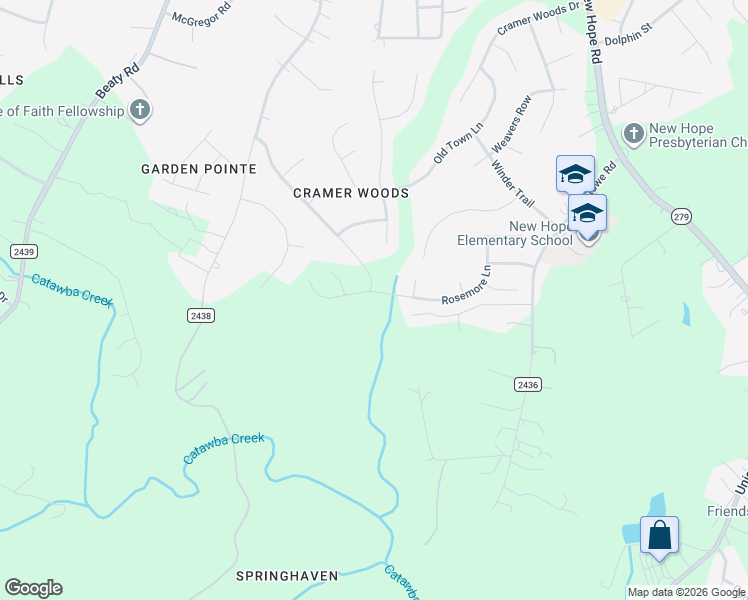 map of restaurants, bars, coffee shops, grocery stores, and more near 191 Bruce Street in Gastonia