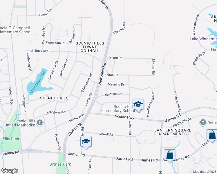 map of restaurants, bars, coffee shops, grocery stores, and more near 3337 Manning Drive in Memphis