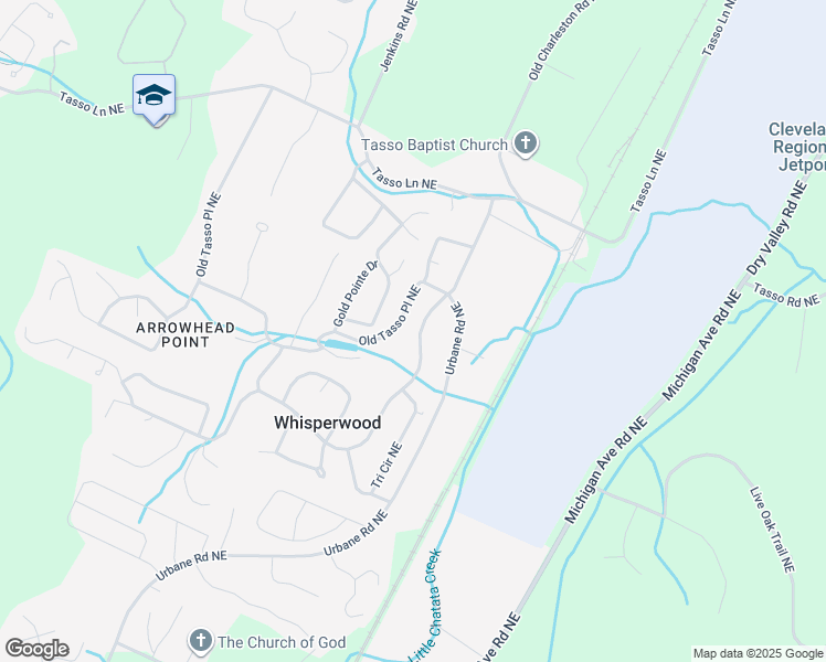 map of restaurants, bars, coffee shops, grocery stores, and more near 1035 Whisperwood Trail Northeast in Cleveland