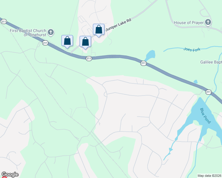 map of restaurants, bars, coffee shops, grocery stores, and more near 48 Whitehaven Drive in Pinehurst
