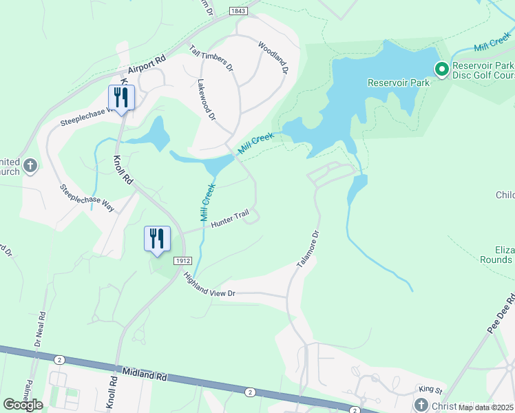 map of restaurants, bars, coffee shops, grocery stores, and more near 24 Hunter Court in Southern Pines