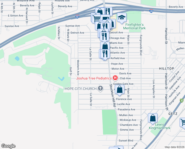 map of restaurants, bars, coffee shops, grocery stores, and more near 1806 Davis Avenue in Kingman