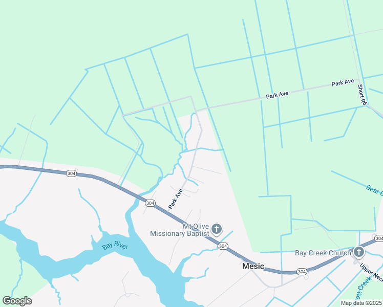 map of restaurants, bars, coffee shops, grocery stores, and more near 307 Park Avenue in Bayboro