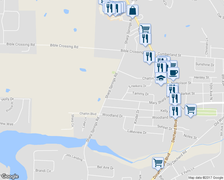 map of restaurants, bars, coffee shops, grocery stores, and more near 1390 Sharp Springs Road in Winchester