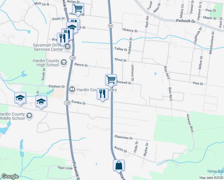 map of restaurants, bars, coffee shops, grocery stores, and more near 1035 Florence Rd in Savannah