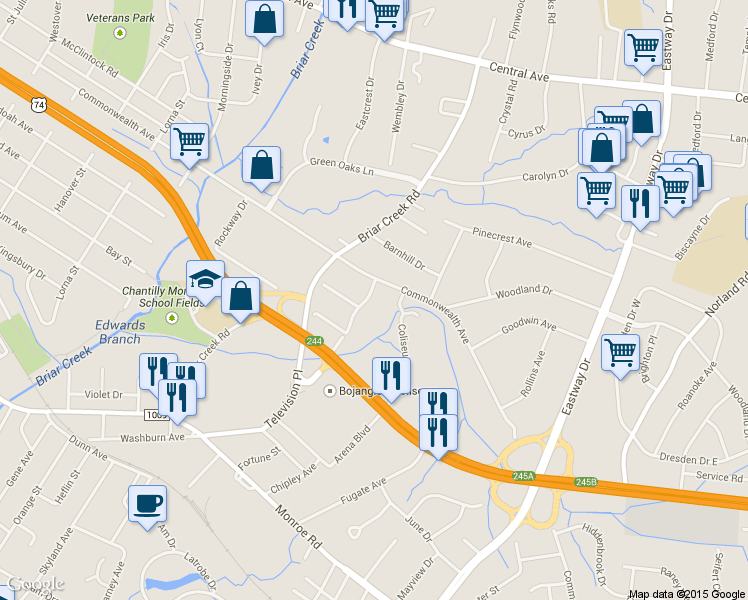 map of restaurants, bars, coffee shops, grocery stores, and more near 1108 Waterman Ave in Charlotte