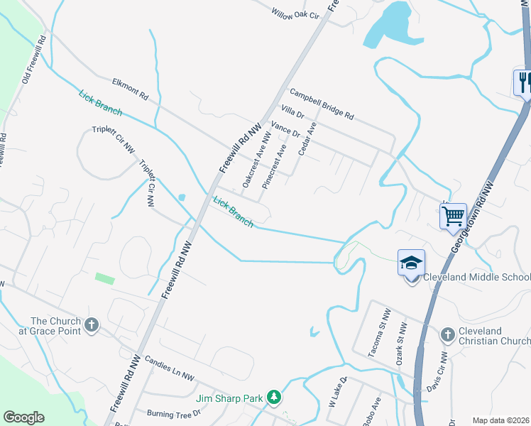 map of restaurants, bars, coffee shops, grocery stores, and more near 3075 Brookside Dr in Cleveland