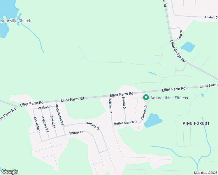 map of restaurants, bars, coffee shops, grocery stores, and more near 764 Elliot Farm Road in Fayetteville