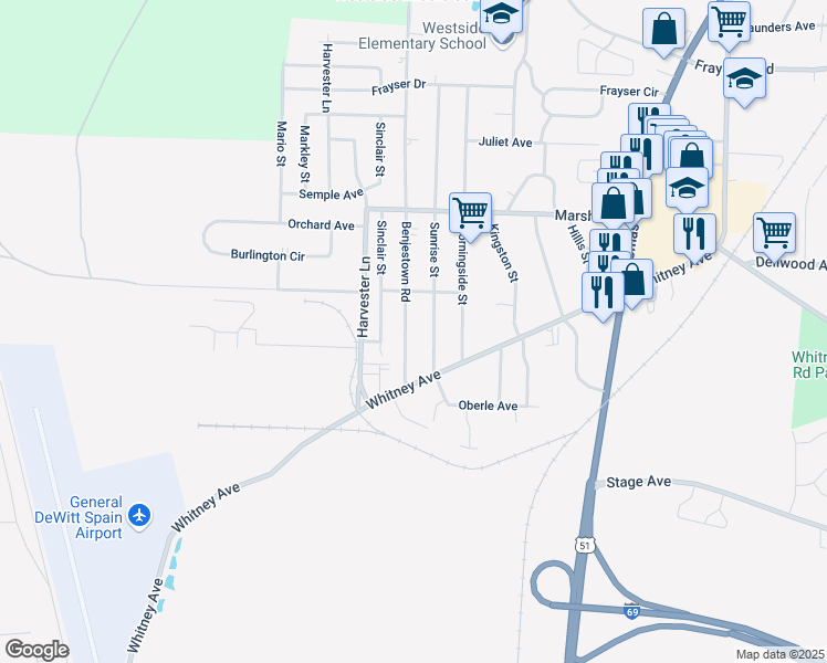map of restaurants, bars, coffee shops, grocery stores, and more near 3020 Benjestown Road in Memphis