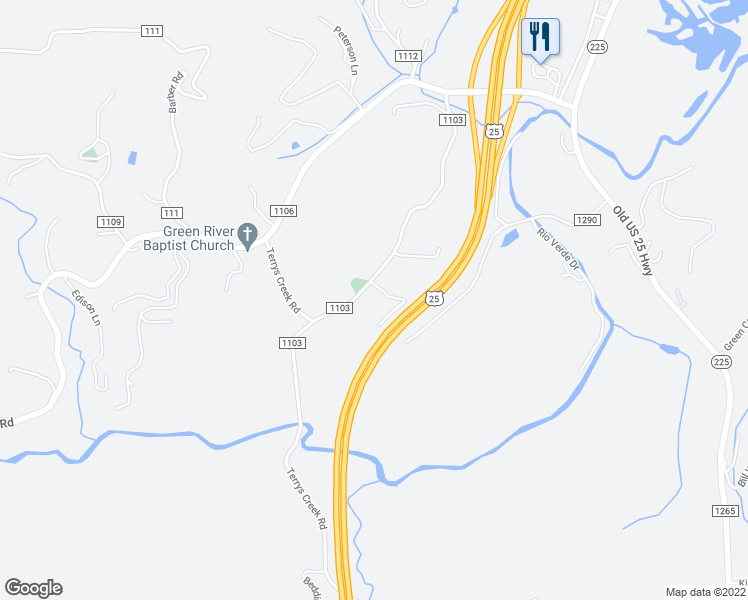 map of restaurants, bars, coffee shops, grocery stores, and more near 100 Sugar Mill Woods Drive in Zirconia