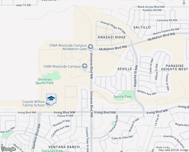 map of restaurants, bars, coffee shops, grocery stores, and more near 10455 Calle Perdiz Northwest in Albuquerque