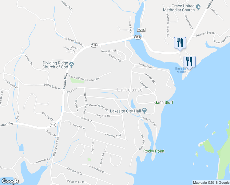 map of restaurants, bars, coffee shops, grocery stores, and more near 2406 Lyons Lane in Soddy-Daisy