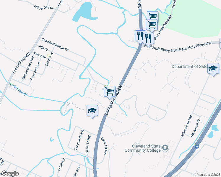 map of restaurants, bars, coffee shops, grocery stores, and more near 2387 Coventry Court in Cleveland