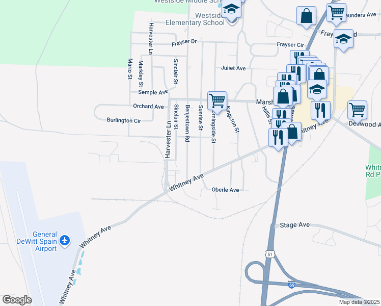 map of restaurants, bars, coffee shops, grocery stores, and more near 3040 Benjestown Road in Memphis