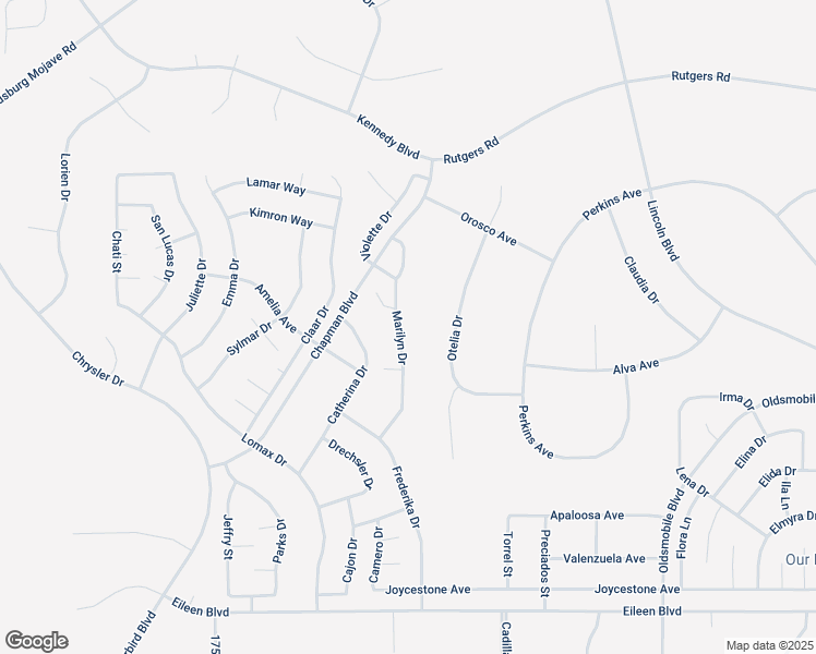 map of restaurants, bars, coffee shops, grocery stores, and more near Marilyn Drive in California City