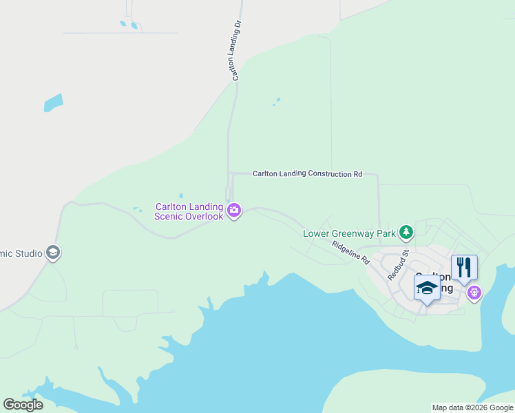 map of restaurants, bars, coffee shops, grocery stores, and more near Carlton Landing Drive in Canadian