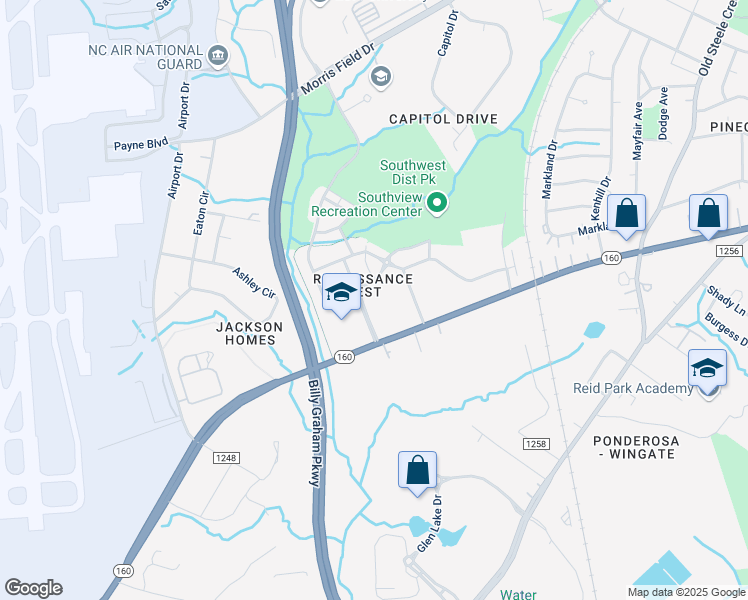 map of restaurants, bars, coffee shops, grocery stores, and more near 1708 Burnette Avenue in Charlotte