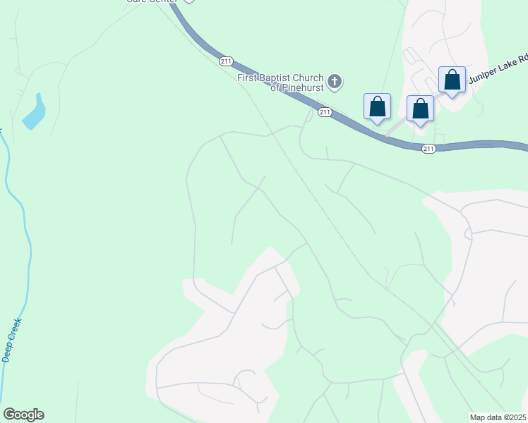 map of restaurants, bars, coffee shops, grocery stores, and more near 57 Greyabbey Drive in Pinehurst