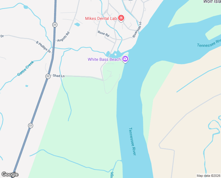 map of restaurants, bars, coffee shops, grocery stores, and more near 1565 Riverside Lane in Adamsville