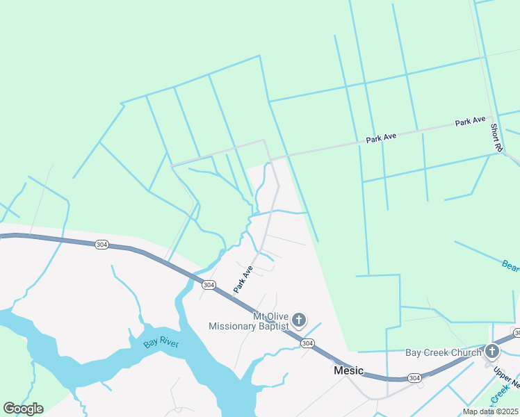 map of restaurants, bars, coffee shops, grocery stores, and more near 307 Park Avenue in Bayboro