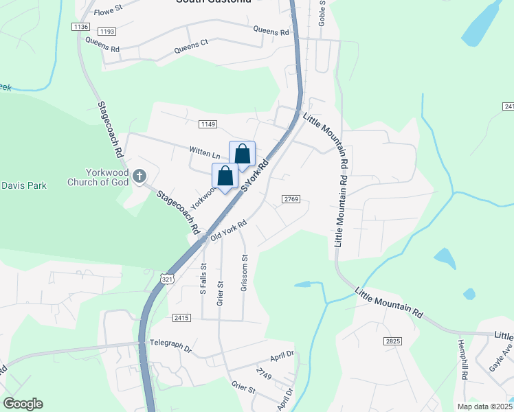 map of restaurants, bars, coffee shops, grocery stores, and more near 3913 Old York Road in Gastonia