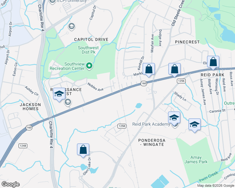 map of restaurants, bars, coffee shops, grocery stores, and more near in Charlotte