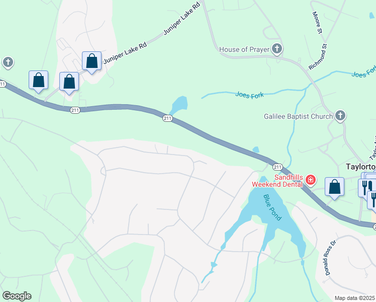 map of restaurants, bars, coffee shops, grocery stores, and more near 79 Stoneykirk Drive in Pinehurst