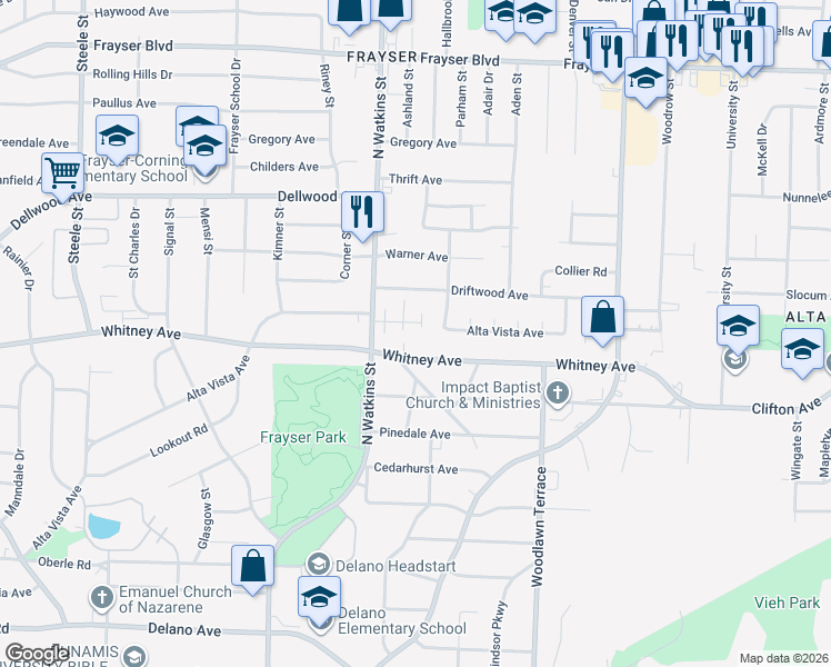 map of restaurants, bars, coffee shops, grocery stores, and more near 3072 Saint Clair Place in Memphis