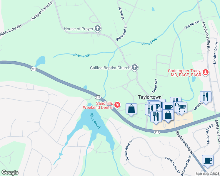 map of restaurants, bars, coffee shops, grocery stores, and more near 180 Tom McIntosh Street in Taylortown