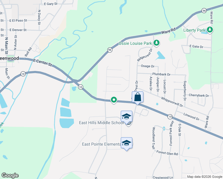 map of restaurants, bars, coffee shops, grocery stores, and more near 1178 Gracie Court in Greenwood