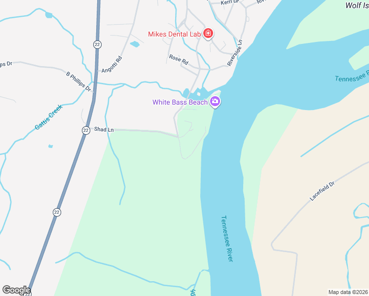 map of restaurants, bars, coffee shops, grocery stores, and more near 440 Shad Lane in Adamsville