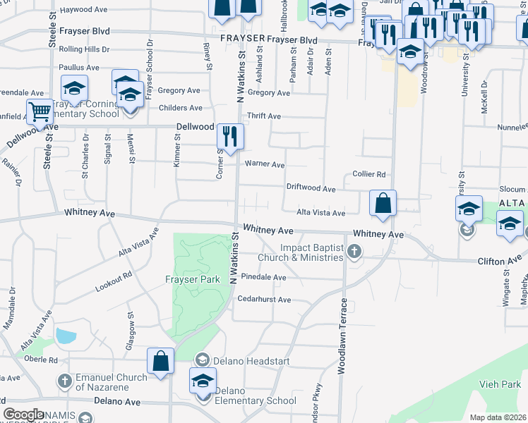 map of restaurants, bars, coffee shops, grocery stores, and more near 3072 Saint Clair Place in Memphis
