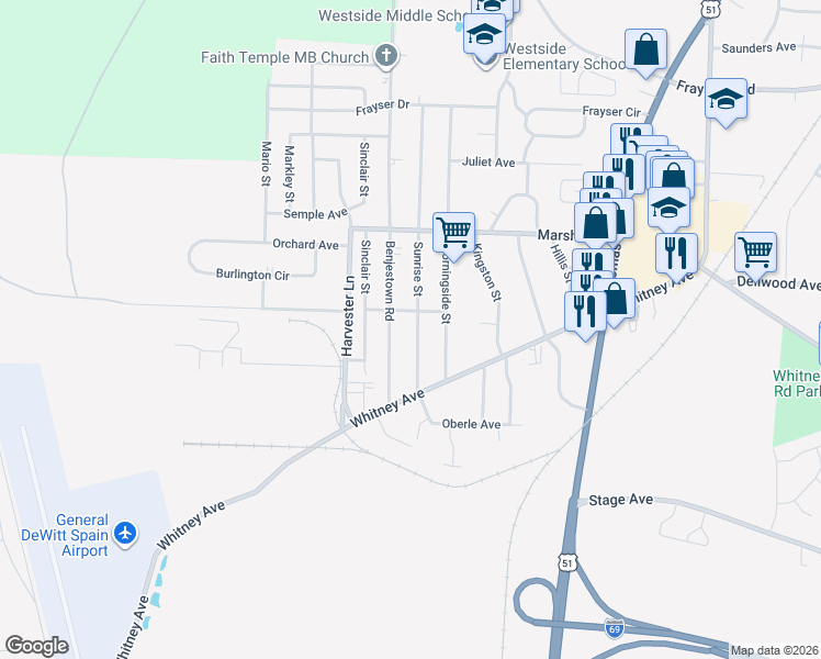 map of restaurants, bars, coffee shops, grocery stores, and more near 3079 Klinke Avenue in Memphis