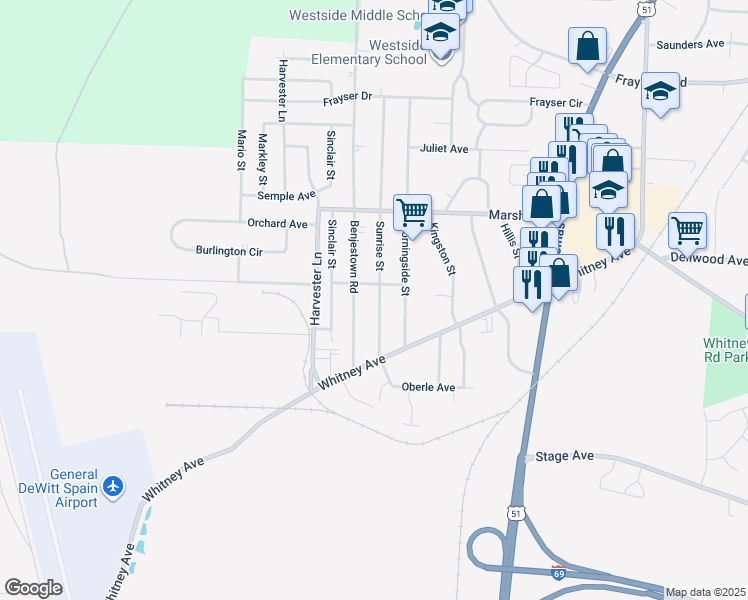 map of restaurants, bars, coffee shops, grocery stores, and more near 3079 Klinke Avenue in Memphis