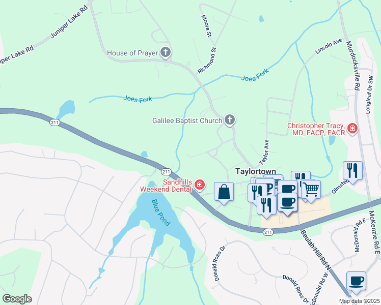 map of restaurants, bars, coffee shops, grocery stores, and more near 180 Tom McIntosh Street in Taylortown