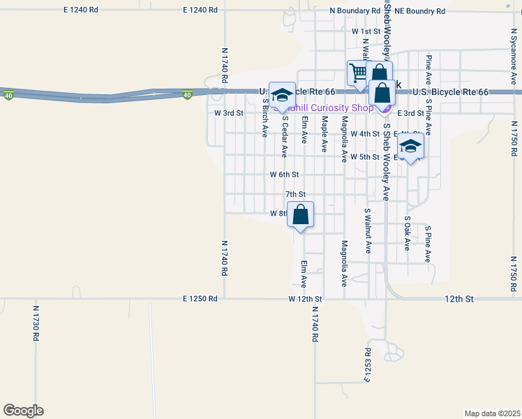 map of restaurants, bars, coffee shops, grocery stores, and more near 623 South Birch Avenue in Erick