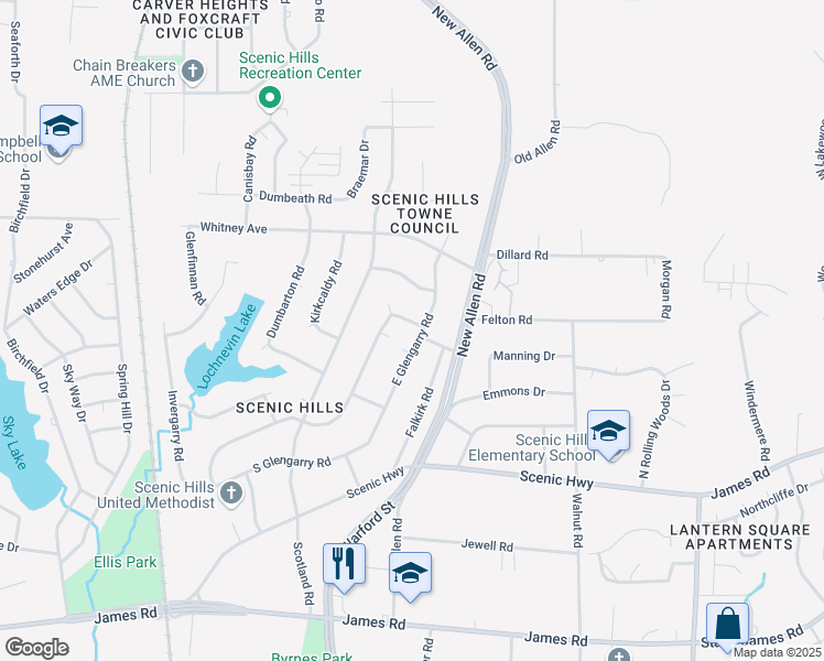 map of restaurants, bars, coffee shops, grocery stores, and more near 3063 East Glengarry Road in Memphis