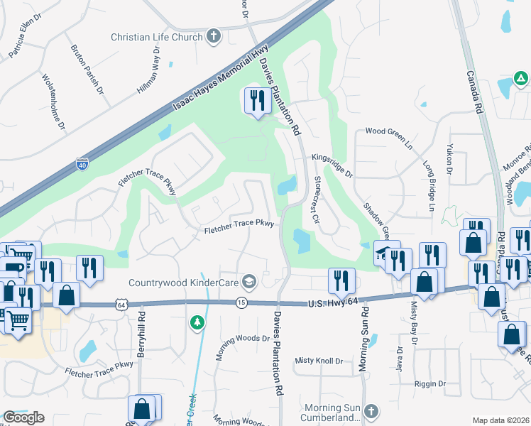 map of restaurants, bars, coffee shops, grocery stores, and more near 3070 Ultragreen Lane in Lakeland
