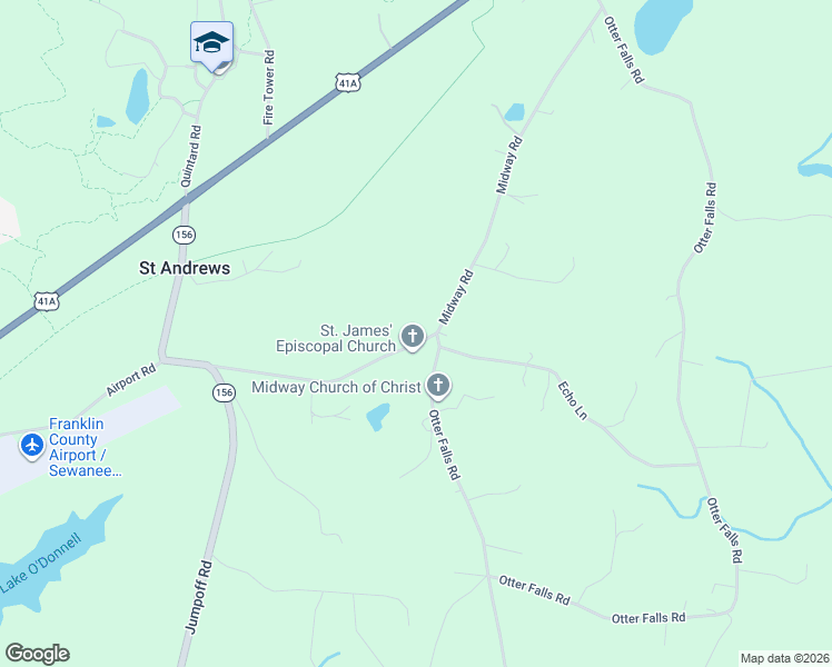map of restaurants, bars, coffee shops, grocery stores, and more near 921 Midway Road in Sewanee