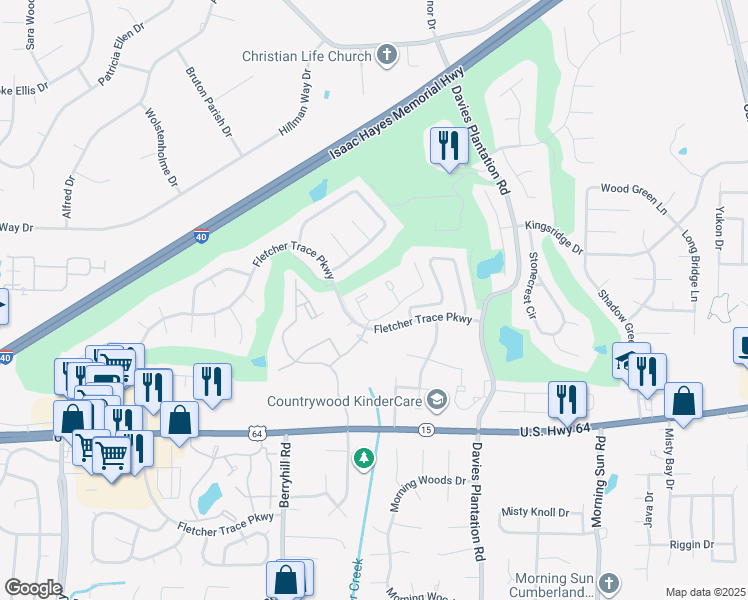 map of restaurants, bars, coffee shops, grocery stores, and more near 3095 Knob Hill Road in Lakeland