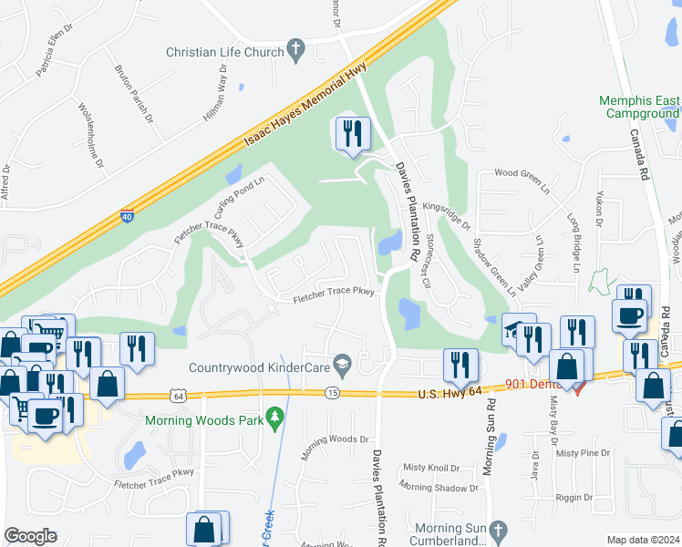 map of restaurants, bars, coffee shops, grocery stores, and more near 3063 Brandon Way Lane in Lakeland