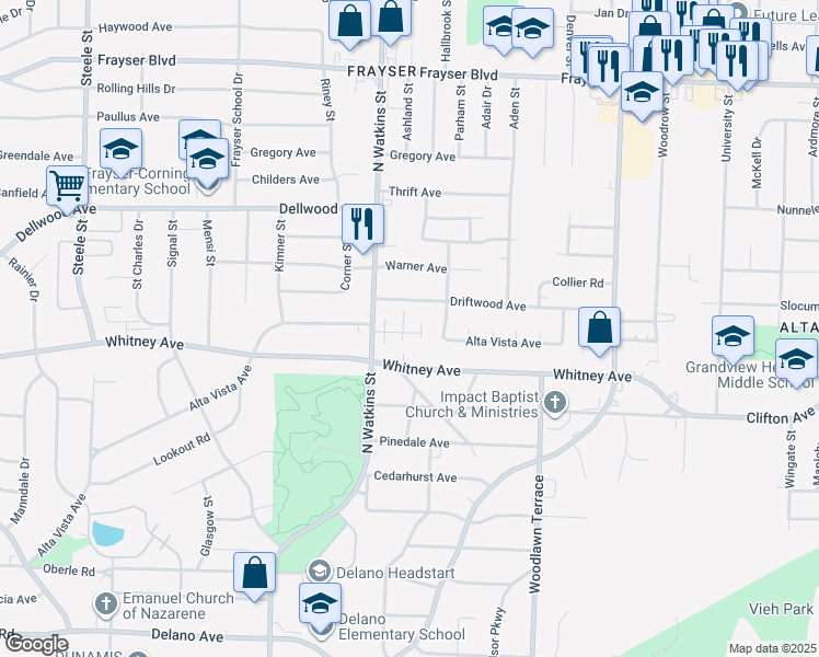 map of restaurants, bars, coffee shops, grocery stores, and more near 3068 Saint Cloud Place in Memphis