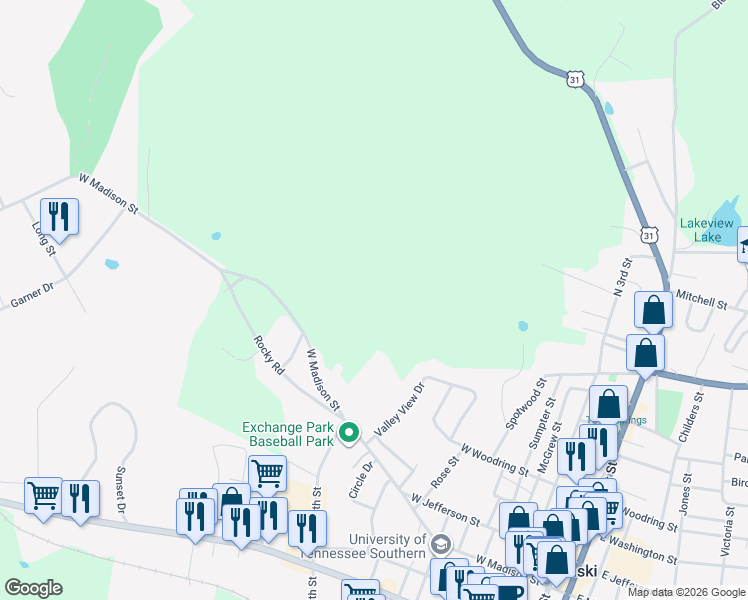 map of restaurants, bars, coffee shops, grocery stores, and more near in Pulaski