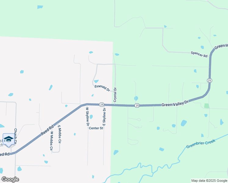 map of restaurants, bars, coffee shops, grocery stores, and more near 15 Crystal Drive in Greenbrier