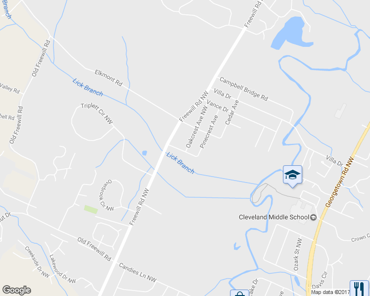 map of restaurants, bars, coffee shops, grocery stores, and more near 3210 Brookside Drive in Cleveland
