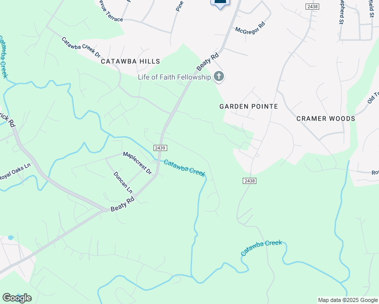 map of restaurants, bars, coffee shops, grocery stores, and more near 136 Beacon Hills Drive in Gastonia