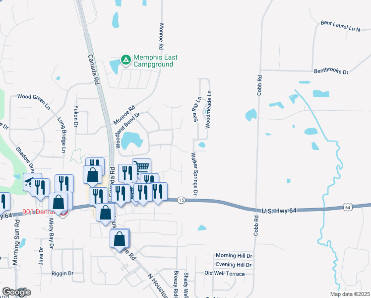 map of restaurants, bars, coffee shops, grocery stores, and more near 10060 Woodland Grove Drive in Lakeland