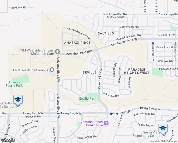 map of restaurants, bars, coffee shops, grocery stores, and more near 6231 Avenida Madrid Northwest in Albuquerque