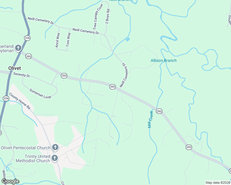 map of restaurants, bars, coffee shops, grocery stores, and more near 800 Tennessee 203 in Savannah