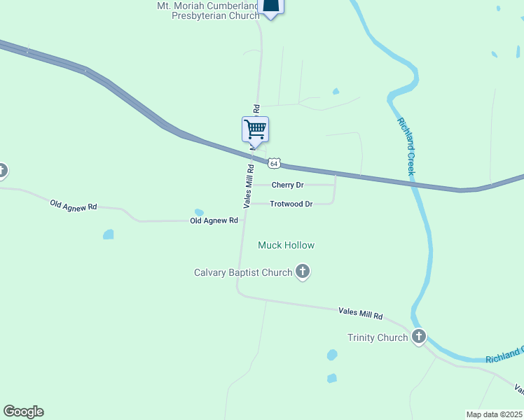 map of restaurants, bars, coffee shops, grocery stores, and more near 2227 Trotwood Drive in Pulaski